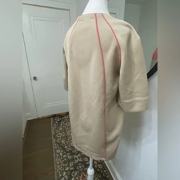 Stylish Beige Mini Dress with Fruit and Vegetable Design - Picture 6 of 8